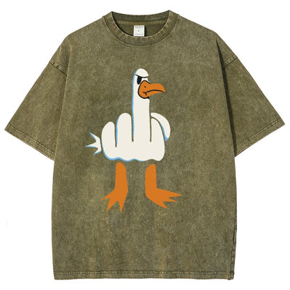 Rude Seagull Design Funny Vintage Distressed T-shirt