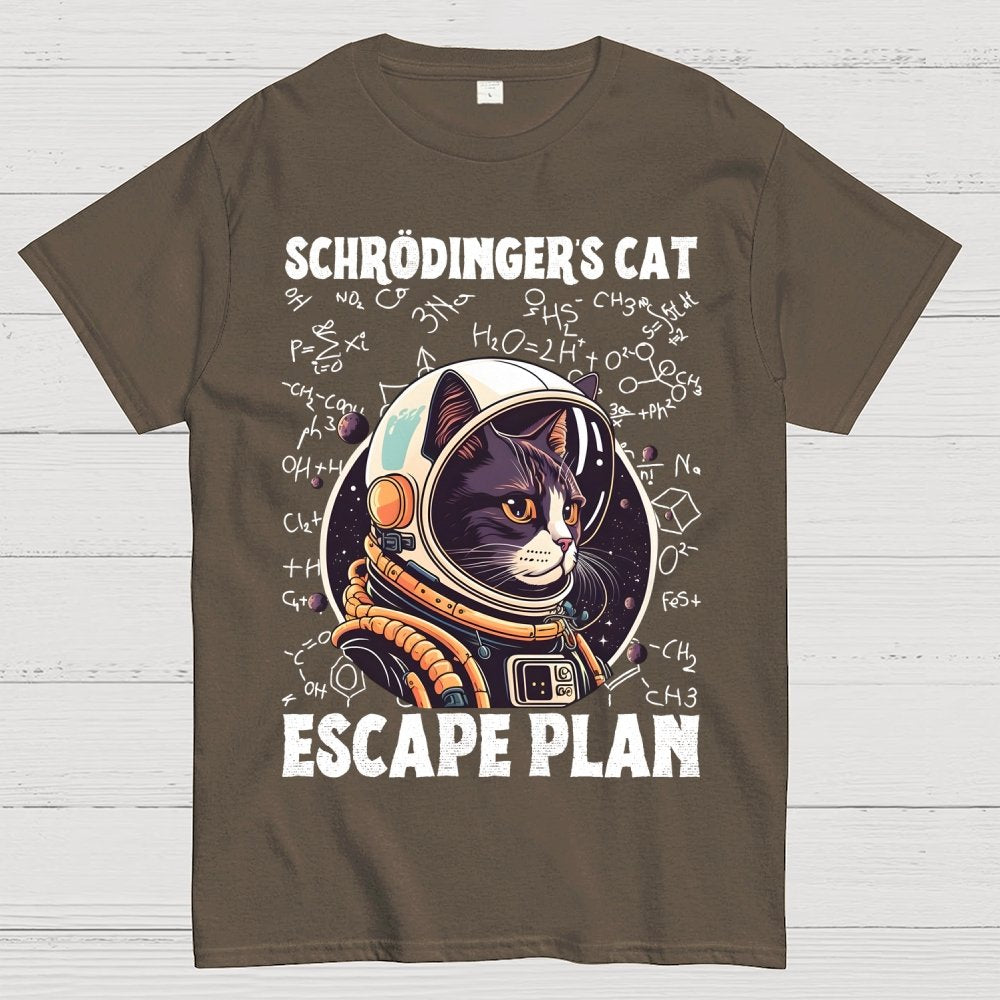 Funny Schrödinger's Cat Escape Plan Science Geek T-Shirt