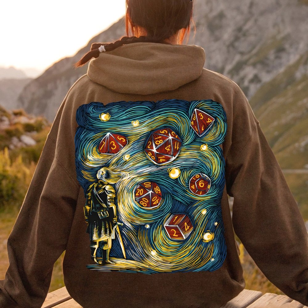 Starry Dice Printed Back Cotton Hoodie