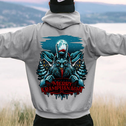 Merry Krampusnacht Printed Back Unisex Cotton Hoodie