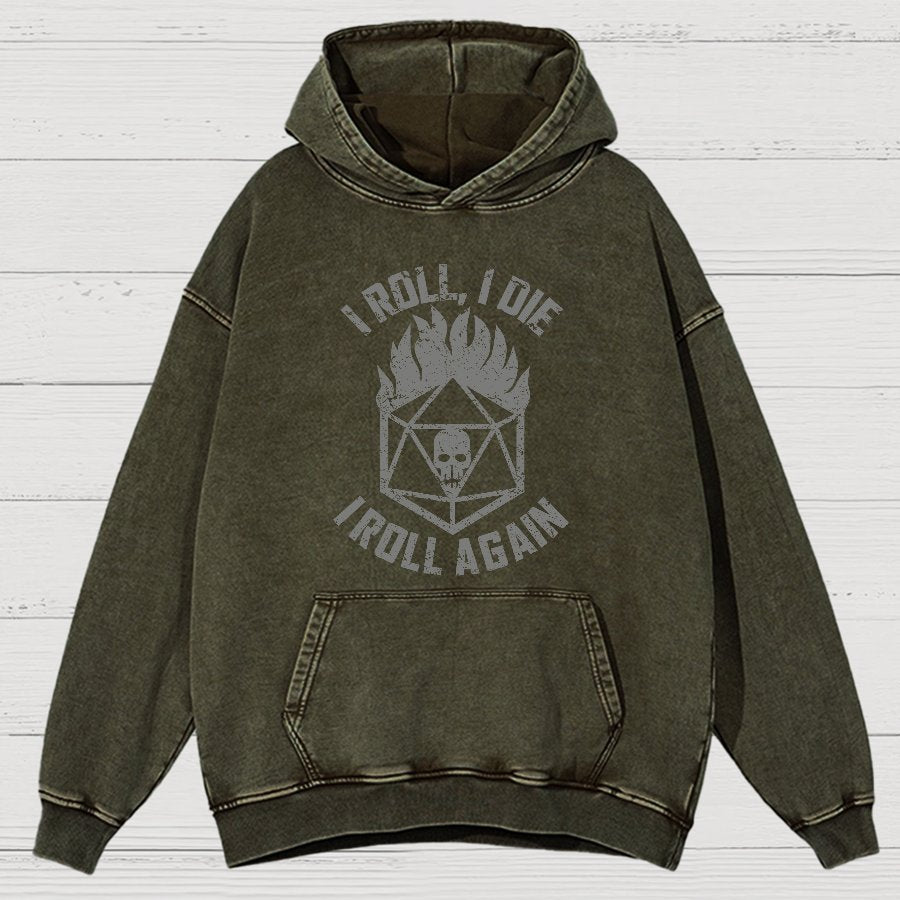 I Roll Again Geeky Vintage Distressed Hoodie