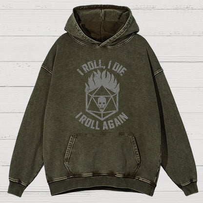 I Roll Again Geeky Vintage Distressed Hoodie
