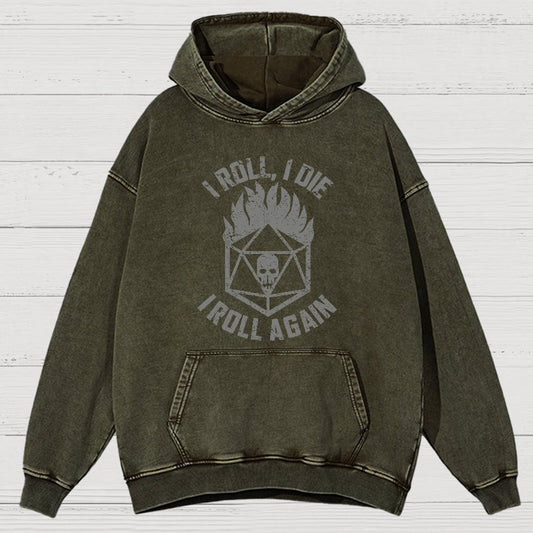 I Roll Again Geeky Vintage Distressed Hoodie