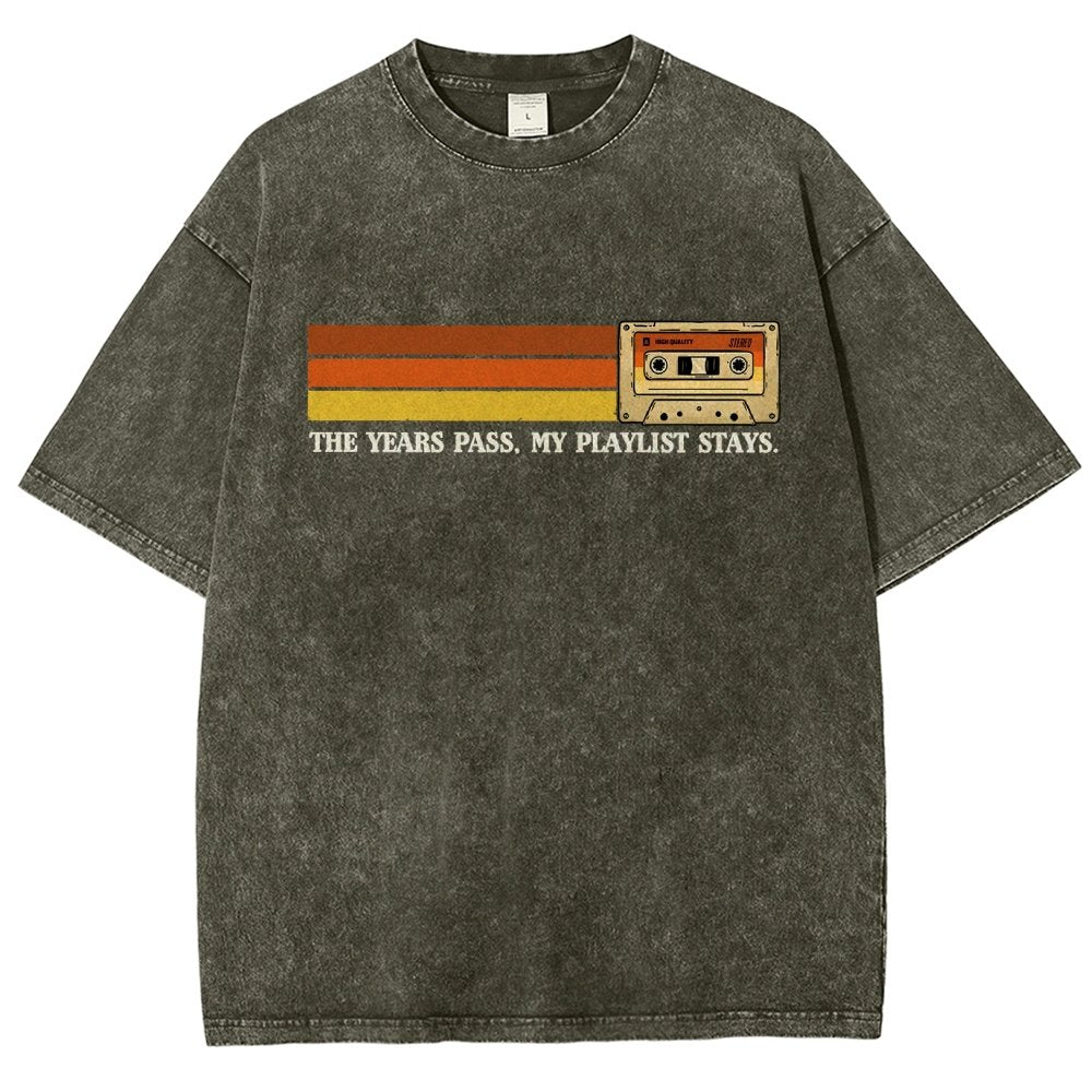The Years Pass My Playlist Stays Vintage Distressed T-shirt