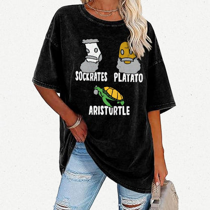Sockrates Platato Aristurtle Vintage Distressed T-shirt