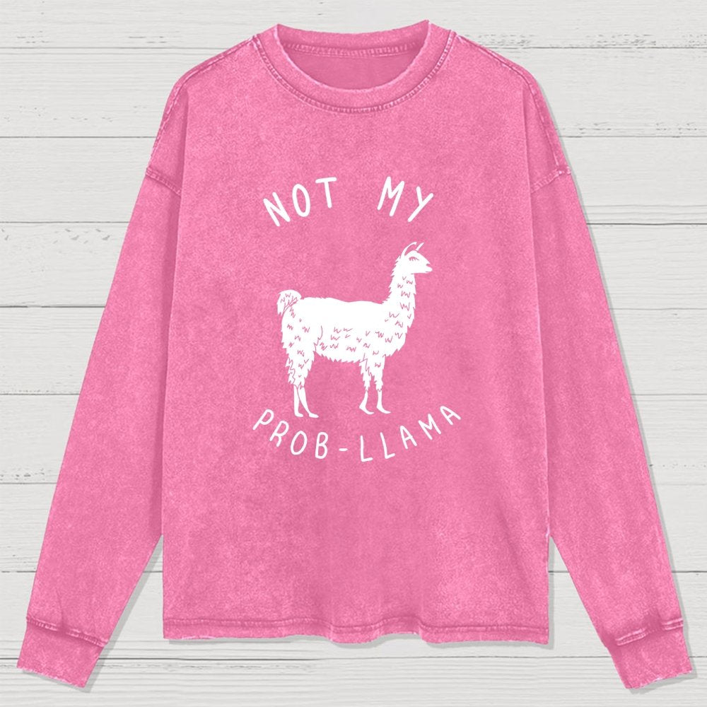 Not My Probllama Washed Long Sleeve Tee