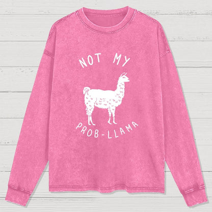 Not My Probllama Washed Long Sleeve Tee