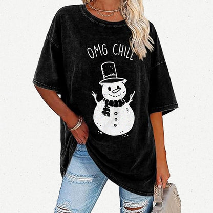 OMG Chill Christmas Vintage Distressed T-shirt