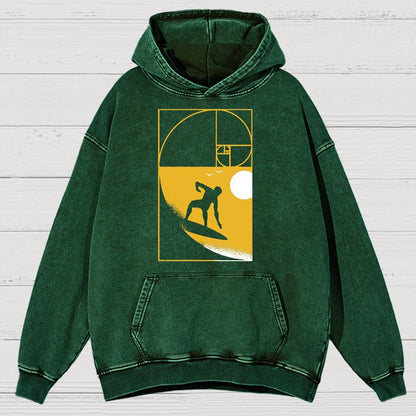 Golden Spiral Wave Geek Vintage Distressed Hoodie