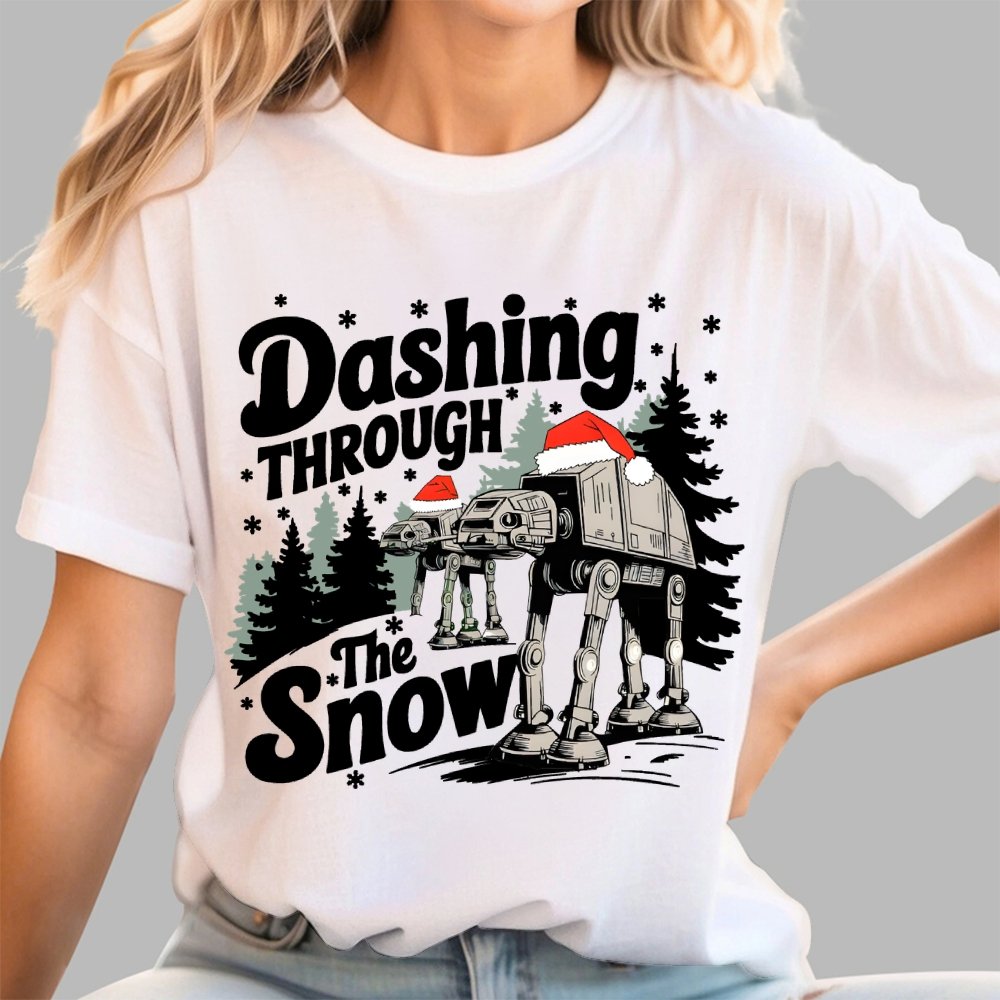 Mystery Robot Dog Crosses the Snow Christmas Geek T-Shirt