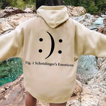 Schrodinger's Emoticon Printed Back Unisex Cotton Hoodie
