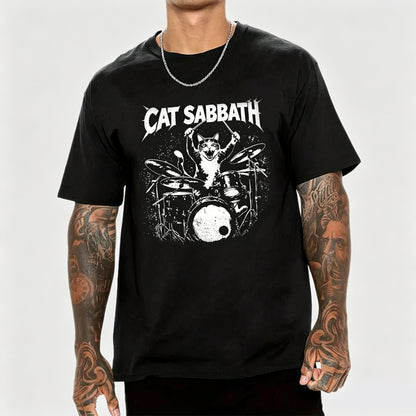 Cat Sabbath Funny Cat Drummer T-Shirt