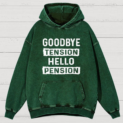 Funny Retirement Goodbye Tension Hello Pension Vintage Distressed Hoodie