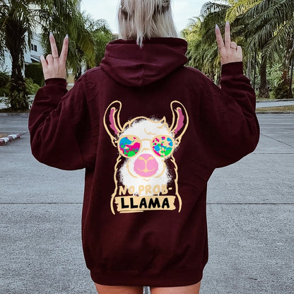 No probllama Printed Back Unisex Cotton Hoodie