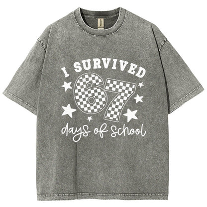 I Survived 67 Days of School Vintage Distressed T-shirt