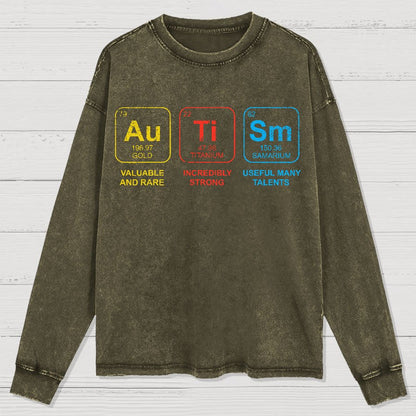 Autism Awareness Periodic Table Elements Geeks Washed Long Sleeve Tee