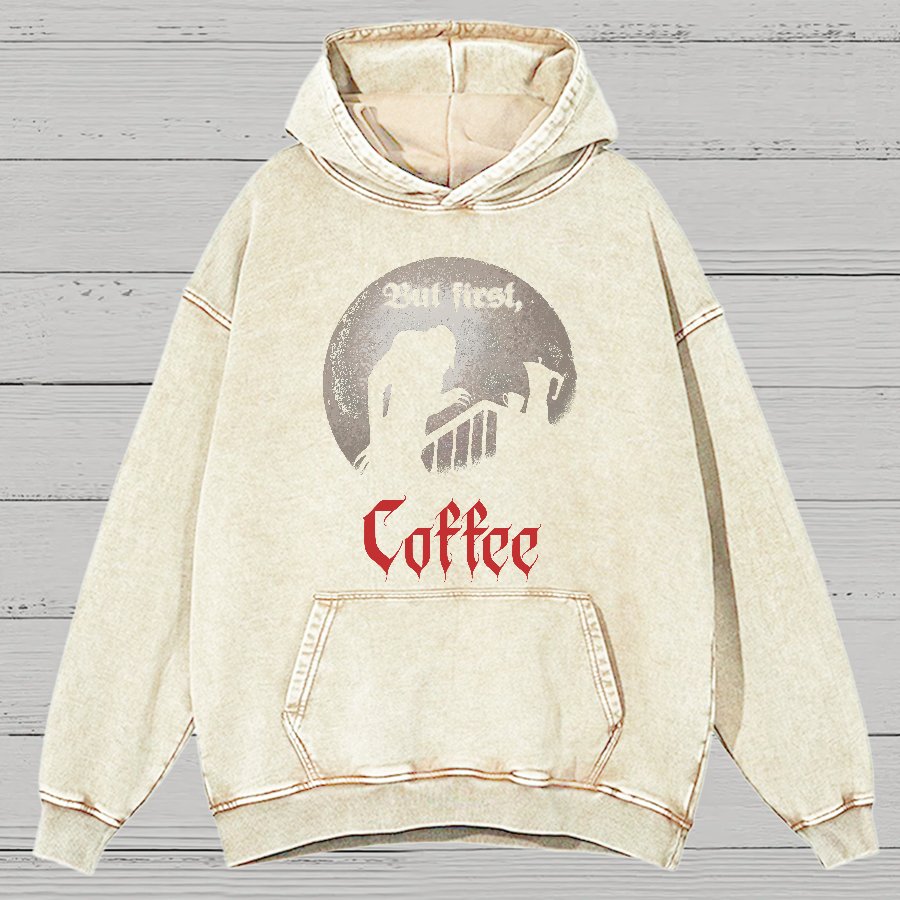 But First, Coffee Vintage Distressed Hoodie