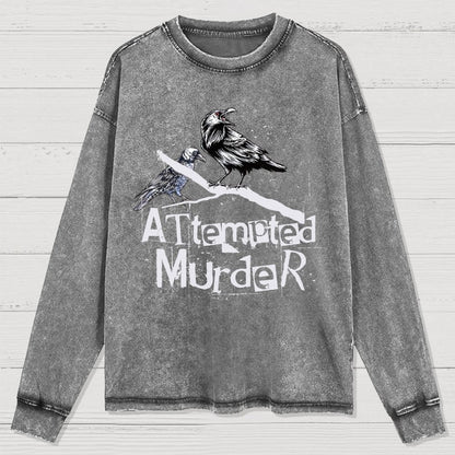 Attempted Murder Crow Washed Long Sleeve Tee