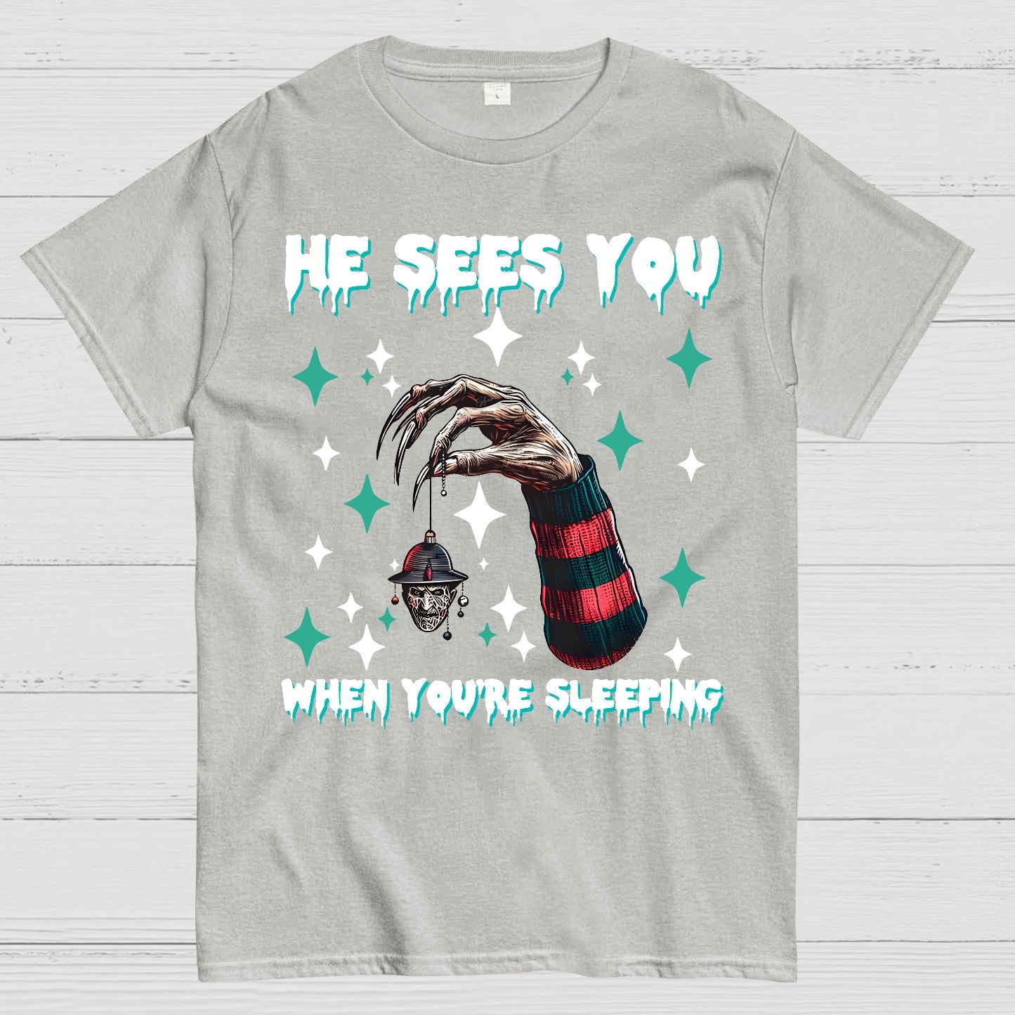 Horror Christmas He Sees You When You Are Sleeping Geek T-Shirt