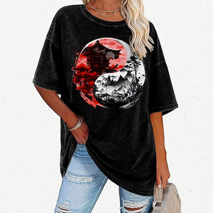 Temple Yin yang Vintage Distressed T-shirt