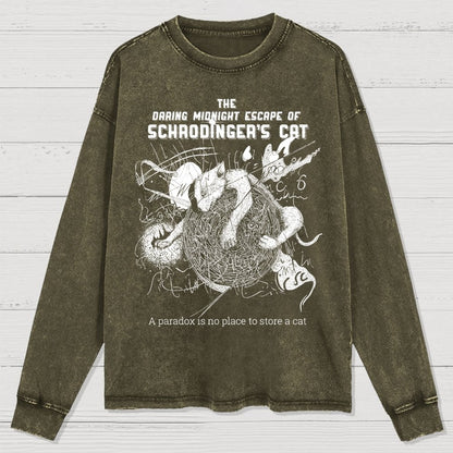 The Daring Midnight Escape of Schrödinger's Cat Washed Long Sleeve Tee