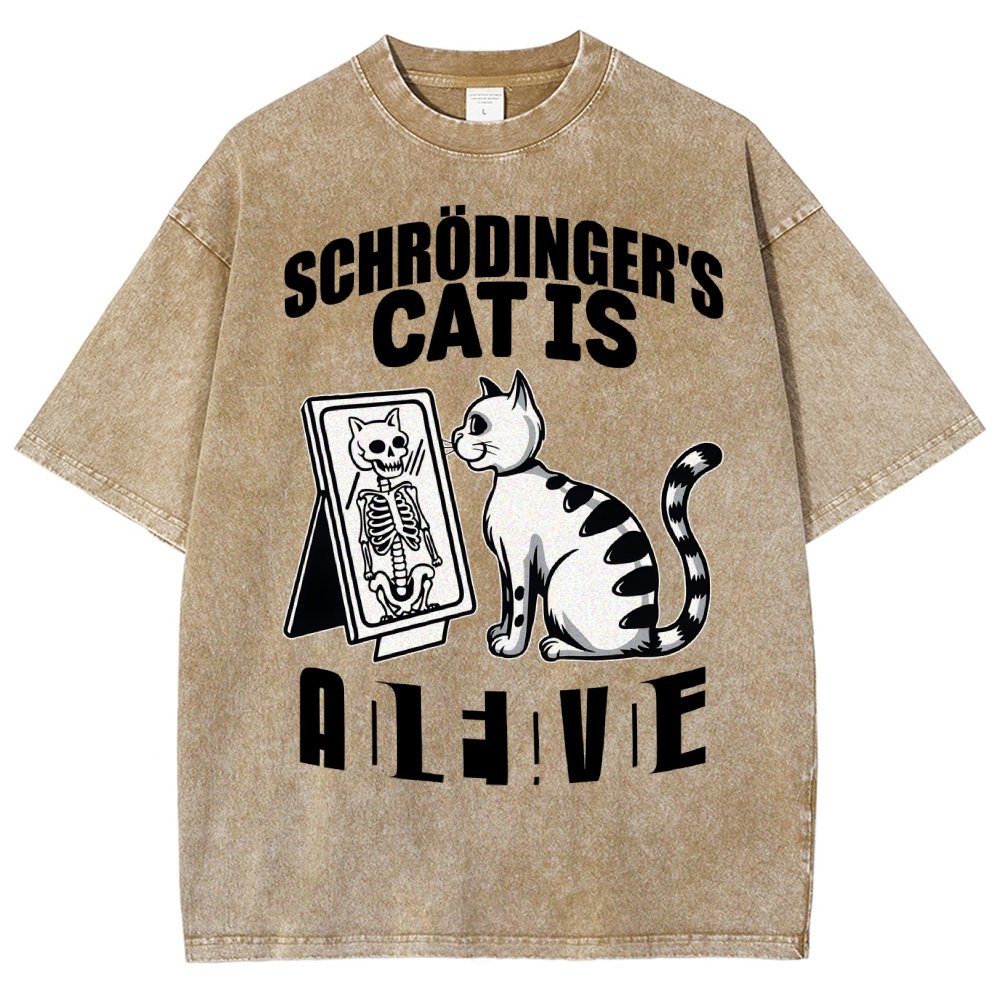 Schrödinger's Cat Dead And Alive Männer Vintage Distressed T-shirt