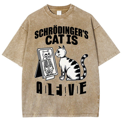 Schrödinger's Cat Dead And Alive Männer Vintage Distressed T-shirt