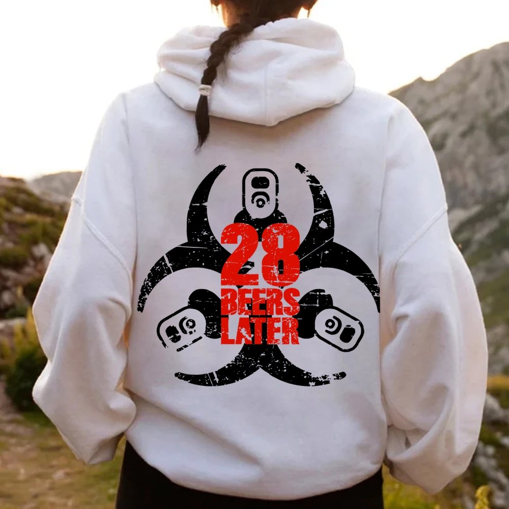 28 beers later Printed Back Unisex Cotton Hoodie