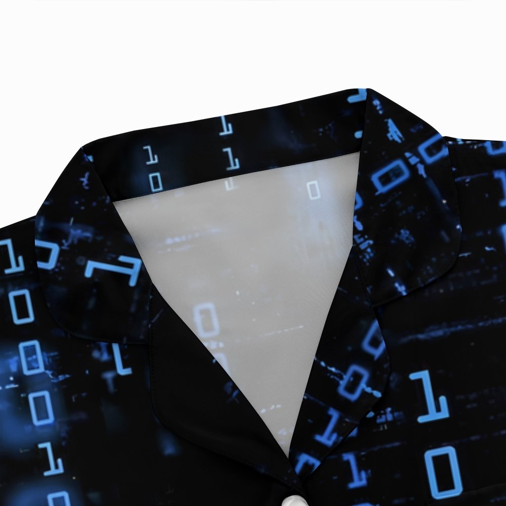Blue Codes 0 And 1 Geek Long Sleeve Pajama Set