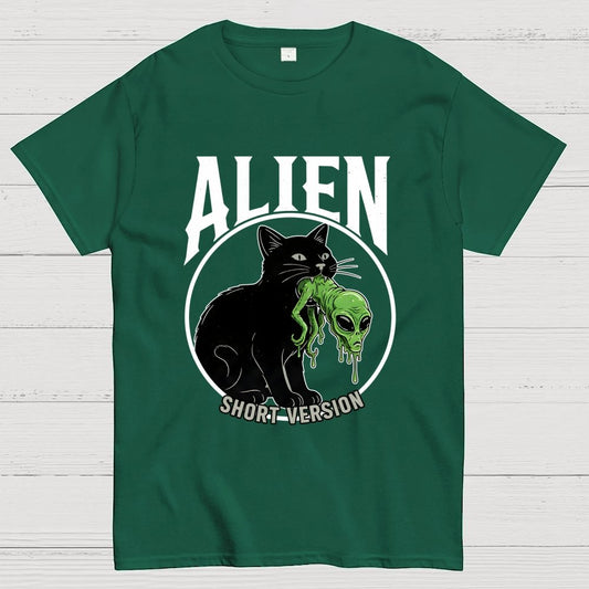 Black Cat Eating Alien Geek T-Shirt
