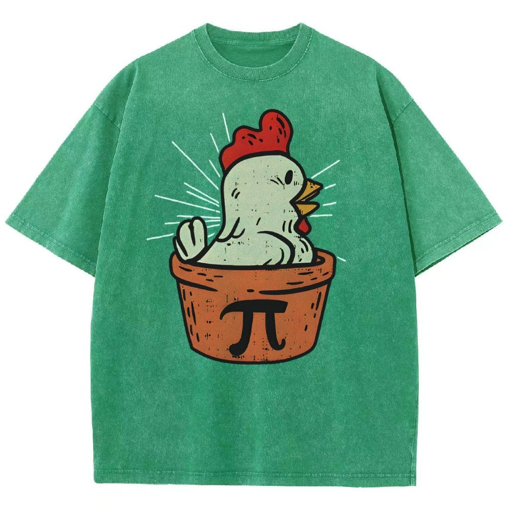 Funny Chicken Pot Pi Vintage Distressed T-shirt