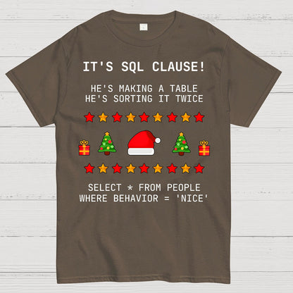 SQL Clause Christmas Coding Present Classic Geek T-Shirt