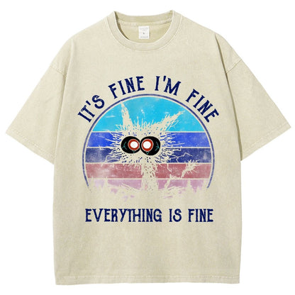 It ‘s Fine I am Fine Everything Is Fine Funny Black cat Vintage Distressed T-shirt