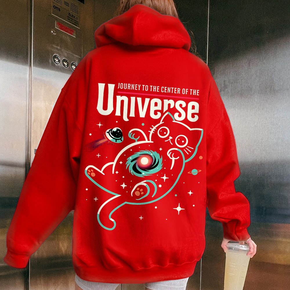 Journey to the Center of the Universe Geek Printed Back Cotton Hoodie
