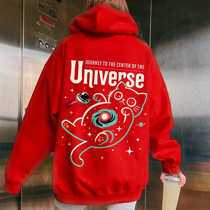 Journey to the Center of the Universe Geek Printed Back Cotton Hoodie