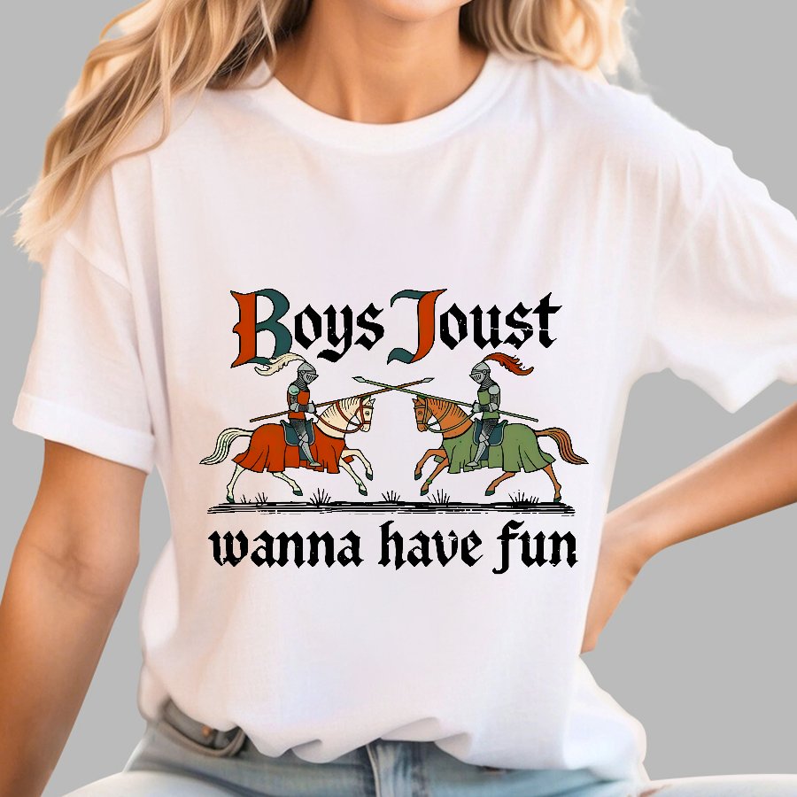 Boys Joust Wanna Have Fun Geek T-Shirt