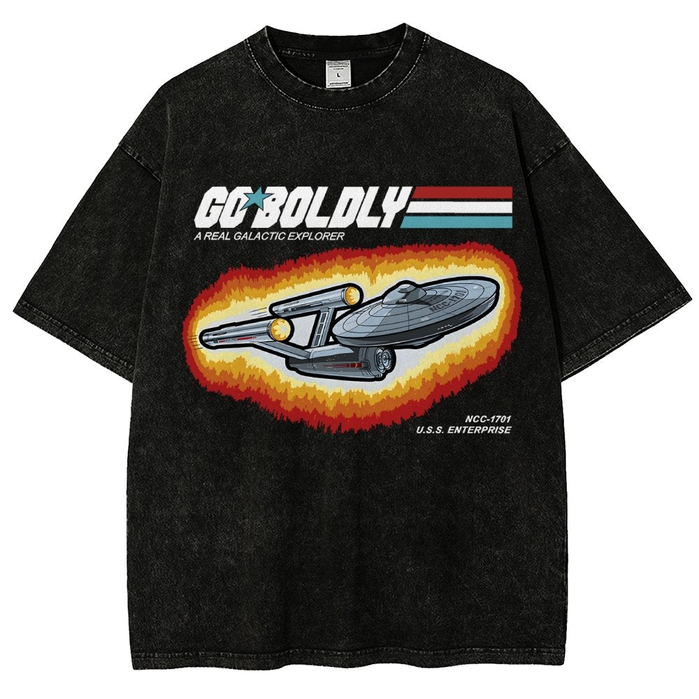 Go Boldly - A Real Cosmic Explorer Vintage Distressed T-shirt