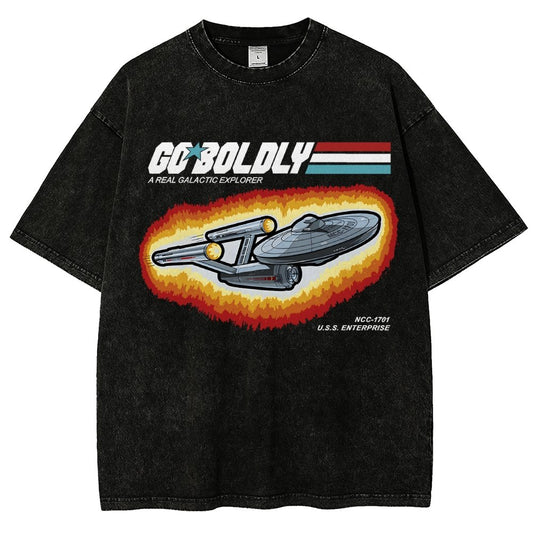 Go Boldly - A Real Cosmic Explorer Vintage Distressed T-shirt