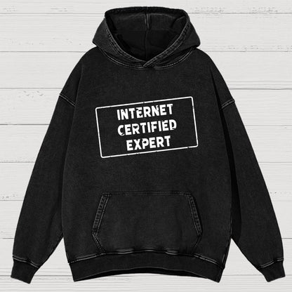 Internet Certified Expert Vintage Distressed Hoodie