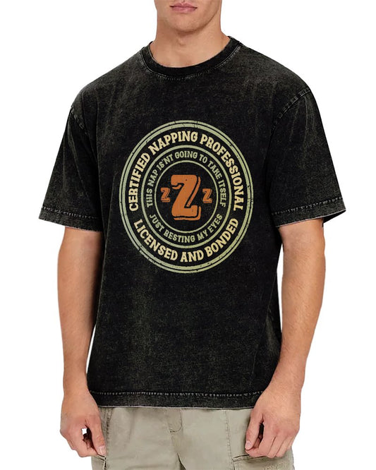 Certified Napping Professional Vintage Distressed T-shirt