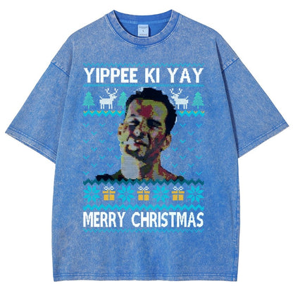 Yippee Ki Yay Christmas Vintage Distressed T-shirt