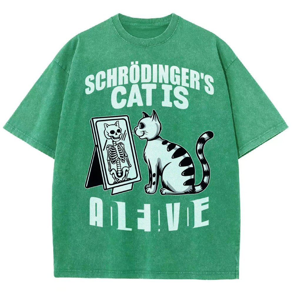 Schrödinger's Cat Dead And Alive Männer Vintage Distressed T-shirt