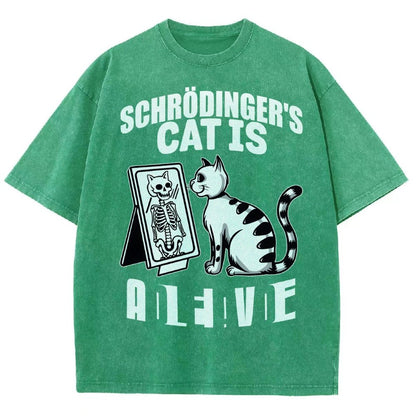 Schrödinger's Cat Dead And Alive Männer Vintage Distressed T-shirt