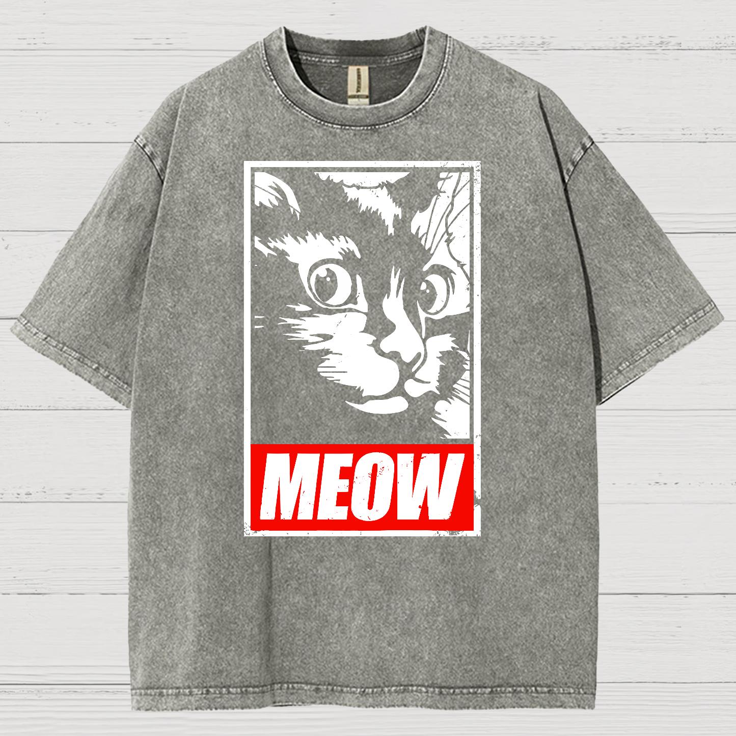 Meow！！Vintage Distressed T-shirt