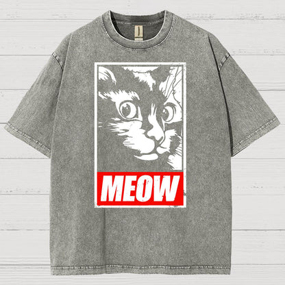 Meow！！Vintage Distressed T-shirt