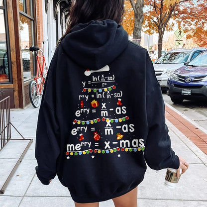 Christmas Math Printed Back Unisex Cotton Hoodie