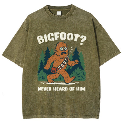 Bigfoot Never Heard Of Him Vintage Distressed T-shirt