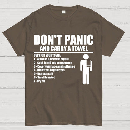 Don't Panic And Carry A Towel Geek T-Shirt