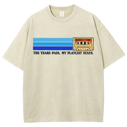 The Years Pass My Playlist Stays Vintage Distressed T-shirt