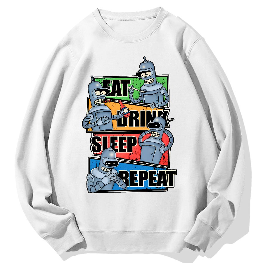 Eat Drink Sleep Repeat Geek Cotton Sweatshirt